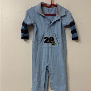 Carter's Light Blue Romper with Navy Stripes 90’s